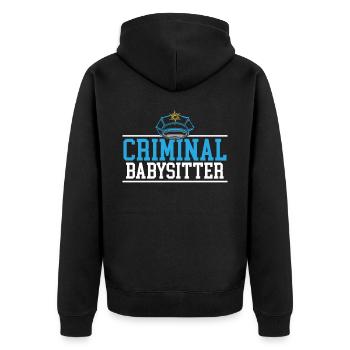 Krimineller Babysitter Gefängniswärter Strafvollzugsbeamter - Unisex Premium Bio Zip Hoodie - Schwarz - Hinten - Nico (187cm)