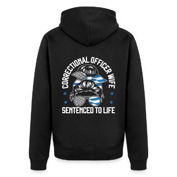 Ehefrau des Justizvollzugsbeamten zu lebenslanger Haft verurteilt - Unisex Premium Bio Zip Hoodie - Schwarz - Hinten - Nico (187cm)