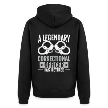 Ein legendärer Justizvollzugsbeamter ist in den Ruhestand gegangen - Unisex Premium Bio Zip Hoodie - Schwarz - Hinten - Nico (187cm)