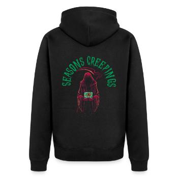 Seasons Creepings Nu Goth Okkulter Hexe Satanismus - Unisex Premium Bio Zip Hoodie - Schwarz - Hinten - Nico (187cm)