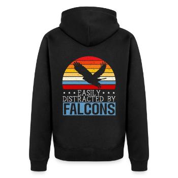Leicht abgelenkt von Falcons Master Falconer - Unisex Premium Bio Zip Hoodie - Schwarz - Hinten - Nico (187cm)