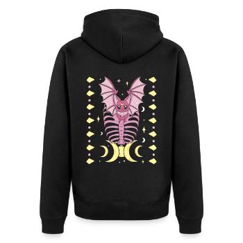 Nu Goth Japanische ästhetische okkulte Hexerei Hexe - Unisex Premium Bio Zip Hoodie - Schwarz - Hinten - Nico (187cm)