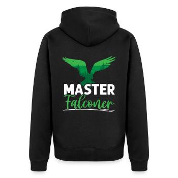 Falknerei Falkenliebhaber Jagdmeister Falkner - Unisex Premium Bio Zip Hoodie - Schwarz - Hinten - Nico (187cm)