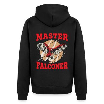 Falknerei Falkenliebhaber Jagdmeister Falkner - Unisex Premium Bio Zip Hoodie - Schwarz - Hinten - Nico (187cm)