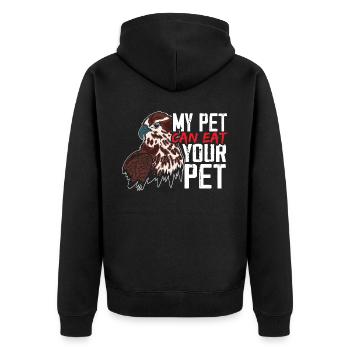Mein Haustier kann dein Haustier essen Falknermeister - Unisex Premium Bio Zip Hoodie - Schwarz - Hinten - Nico (187cm)