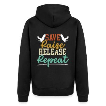 Save Raise Release Repeat Falconry Master Falconer - Unisex Premium Bio Zip Hoodie - Schwarz - Hinten - Nico (187cm)