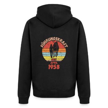Führungskraft Reiten Geburtstag April 1958 - Unisex Premium Bio Zip Hoodie - Schwarz - Hinten - Nico (187cm)
