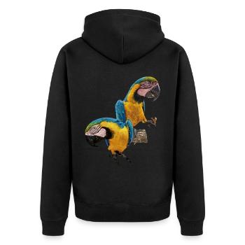 The blue and yellow macaw - Unisex Premium Organic Zip Hoodie - black - Back - Nico (187cm)