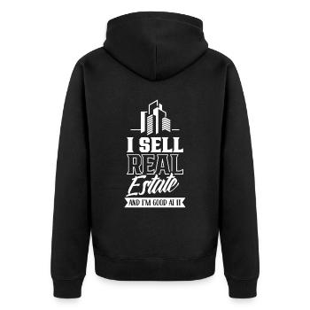 I sell real estate and I'm good at it - Unisex Premium Organic Zip Hoodie - black - Back - Nico (187cm)