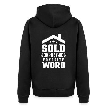 Vendu est mon mot préféré Agent immobilier - Veste à capuche bio Premium Unisexe - noir - Dos - Nico (187cm)