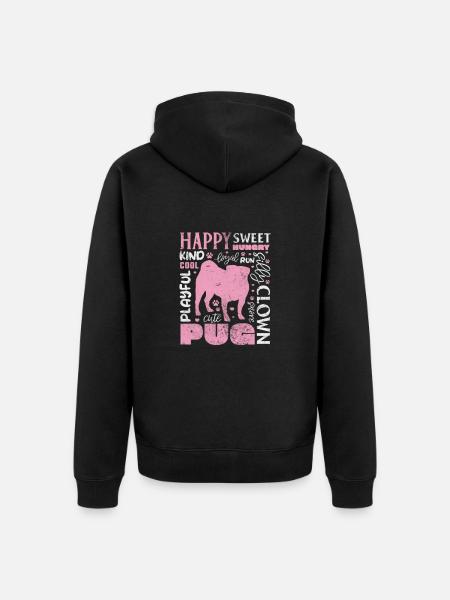 Pug - Unisex Premium Organic Zip Hoodie - black