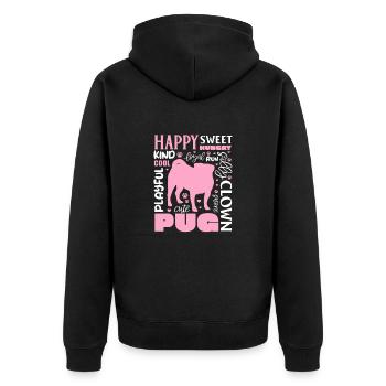 Carlin Chien Chien Ami Pet Pug Pug Pug Cadeau - Veste à capuche bio Premium Unisexe - noir - Dos - Nico (187cm)