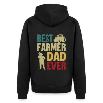Farming Farmer Dad Father Vintage - Unisex Premium Bio Zip Hoodie - Schwarz - Hinten - Nico (187cm)