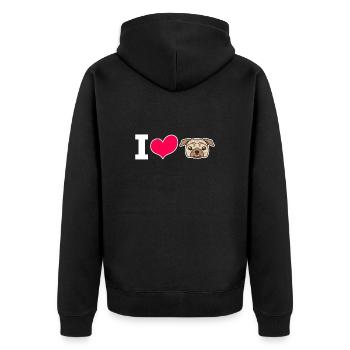 Carlin Chien Chien Ami Pet Pug Pug Pug Cadeau - Veste à capuche bio Premium Unisexe - noir - Dos - Nico (187cm)