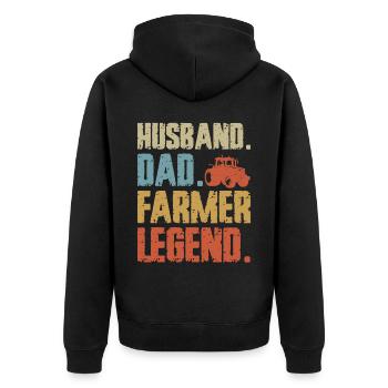 Farming Farmer Dad Father Vintage - Unisex Premium Organic Zip Hoodie - black - Back - Nico (187cm)