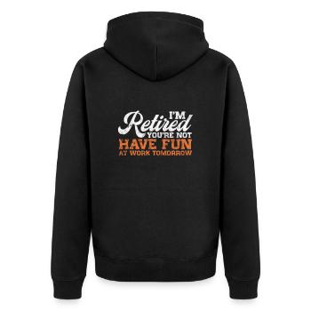 Retirement - Unisex Premium Organic Zip Hoodie - black - Back - Nico (187cm)
