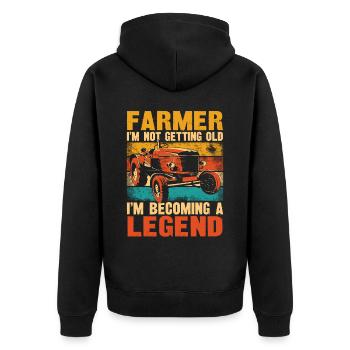 Farming Farmer Retired Vintage - Unisex Premium Organic Zip Hoodie - black - Back - Nico (187cm)