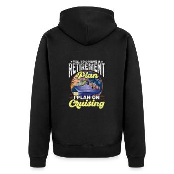 Ruhestand Kreuzfahrt - Unisex Premium Bio Zip Hoodie - Schwarz - Hinten - Nico (187cm)