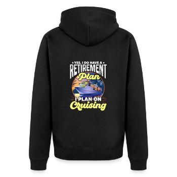 Retirement Cruise Pension Retiree Gift - Unisex Premium Organic Zip Hoodie - black - Back - Nico (187cm)