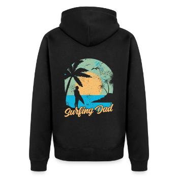 Surfing Father Surfing Surfing Surfing Planche de surf Surfer - Veste à capuche bio Premium Unisexe - noir - Dos - Nico (187cm)