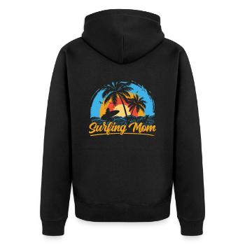 Surfing Mom Planche de surf Surfing Surfer - Veste à capuche bio Premium Unisexe - noir - Dos - Nico (187cm)