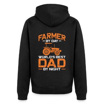 Farming Farmer Dad Father Vintage - Unisex Premium Organic Zip Hoodie - black - Back - Nico (187cm)