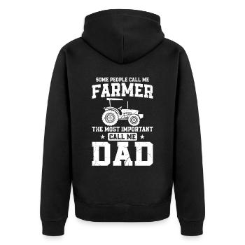 Farming Farmer Dad Father Vintage - Unisex Premium Organic Zip Hoodie - black - Back - Nico (187cm)