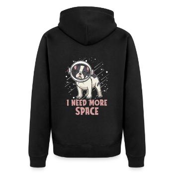 French Bulldog Astronaut I Need More Space - Unisex Premium Organic Zip Hoodie - black - Back - Nico (187cm)