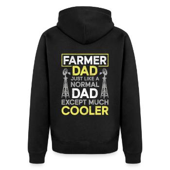 Farming Farmer Dad Father Vintage - Unisex Premium Organic Zip Hoodie - black - Back - Nico (187cm)