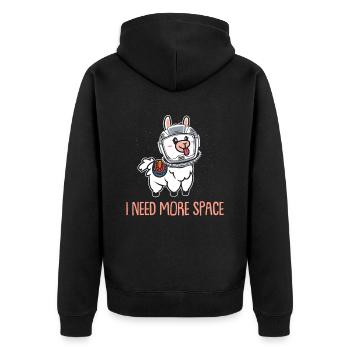 Lama Llama Astronaut I Need More Space - Unisex Premium Bio Zip Hoodie - Schwarz - Hinten - Nico (187cm)