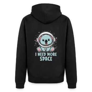 Koala Bear Astronaut I Need More Space - Unisex Premium Organic Zip Hoodie - black - Back - Nico (187cm)