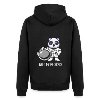 Großer Panda Pandabär Astronaut - Unisex Premium Bio Zip Hoodie - Schwarz - Hinten - Nico (187cm)