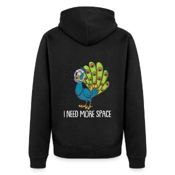 Astronaute Peacock Bird J’ai besoin de plus d’espace - Veste à capuche bio Premium Unisexe - noir - Dos - Nico (187cm)