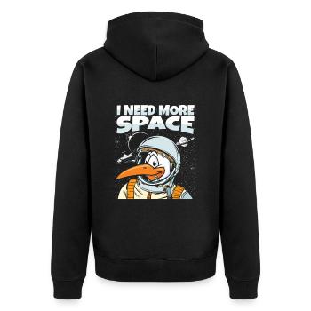 Seagull Astronaut I Need More Space - Unisex Premium Organic Zip Hoodie - black - Back - Nico (187cm)