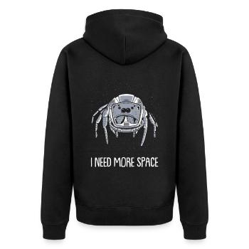 Spinne Astronaut I Need More Space - Unisex Premium Bio Zip Hoodie - Schwarz - Hinten - Nico (187cm)