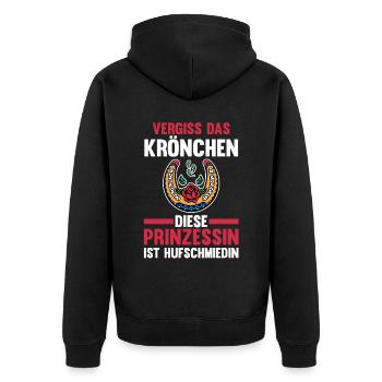 Hufbeschlagschmied Prinzessin Pferdeschmied Hufsch - Unisex Premium Bio Zip Hoodie - Schwarz - Hinten - Nico (187cm)