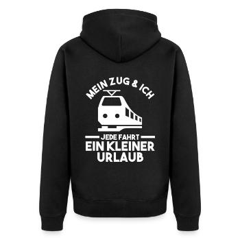 Eisenbahn Dampflok Lokomotive Lokführer - Unisex Premium Bio Zip Hoodie - Schwarz - Hinten - Nico (187cm)