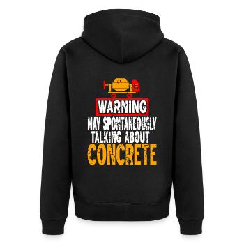 Conception de construction en béton pour les travailleurs de la construction et les chantiers de construction - Veste à capuche bio Premium Unisexe - noir - Dos - Nico (187cm)