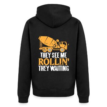 Concrete construction design for construction workers and construction site - Unisex Premium Organic Zip Hoodie - black - Back - Nico (187cm)