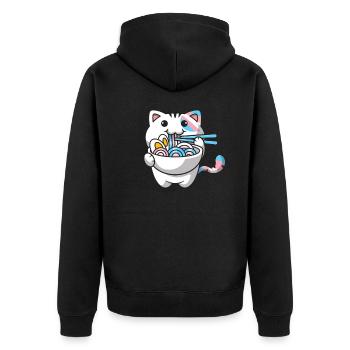 Transgender Pride Kawaii Cat Ramen Noodles Trans - Veste à capuche bio Premium Unisexe - noir - Dos - Nico (187cm)