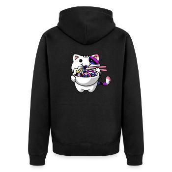 Genderfluid Stolz Kawaii Auto Ramen Nudeln Genderf - Unisex Premium Bio Zip Hoodie - Schwarz - Hinten - Nico (187cm)