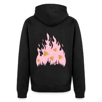 New Money Aesthetic Fire Flame Diamond - Veste à capuche bio Premium Unisexe - noir - Dos - Nico (187cm)