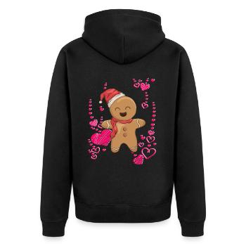 Lebkuchen mit Herzen lecker - Unisex Premium Bio Zip Hoodie - Schwarz - Hinten - Nico (187cm)