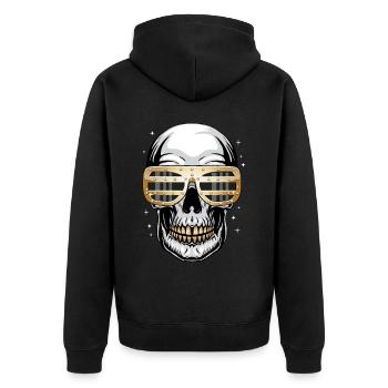 New Money Aesthetics Gothic Skull Goth - Unisex Premium Organic Zip Hoodie - black - Back - Nico (187cm)