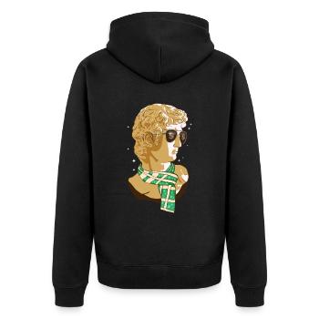 Neues Geld Ästhetische lustige David-Statue Michel - Unisex Premium Bio Zip Hoodie - Schwarz - Hinten - Nico (187cm)