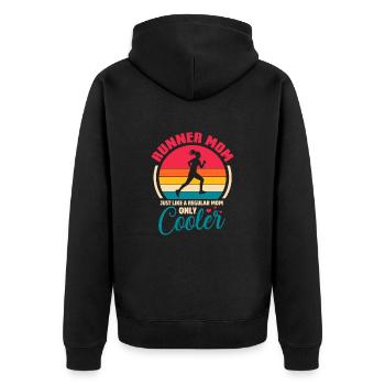 Run - Unisex Premium Organic Zip Hoodie - black - Back - Nico (187cm)