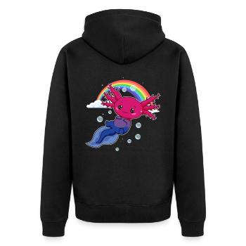 Bisexual Pride Bi Kawaii Axolotl Bisexual Flag - Veste à capuche bio Premium Unisexe - noir - Dos - Nico (187cm)