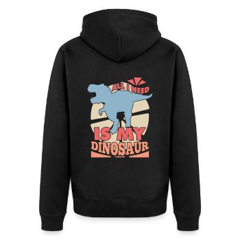 All I Need Is My Dinosaur - Unisex Premium Bio Zip Hoodie - Schwarz - Hinten - Nico (187cm)