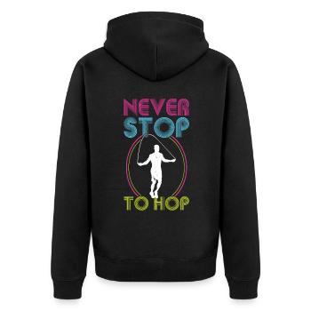Never Stop To Hop - Jump Rope - Unisex Premium Organic Zip Hoodie - black - Back - Nico (187cm)