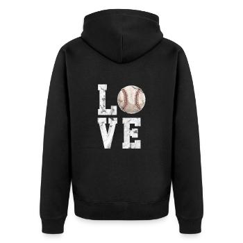 Softball - Unisex Premium Bio Zip Hoodie - Schwarz - Hinten - Nico (187cm)